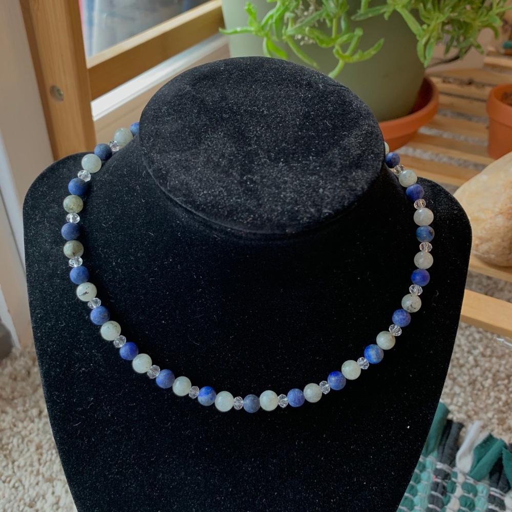 Lapis stone & labradorite stone necklace
